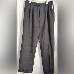 Michael Kors Men’s Wool Charcoal Gray Pleated Dress Pants Cuffed Hem, 36W x 32L